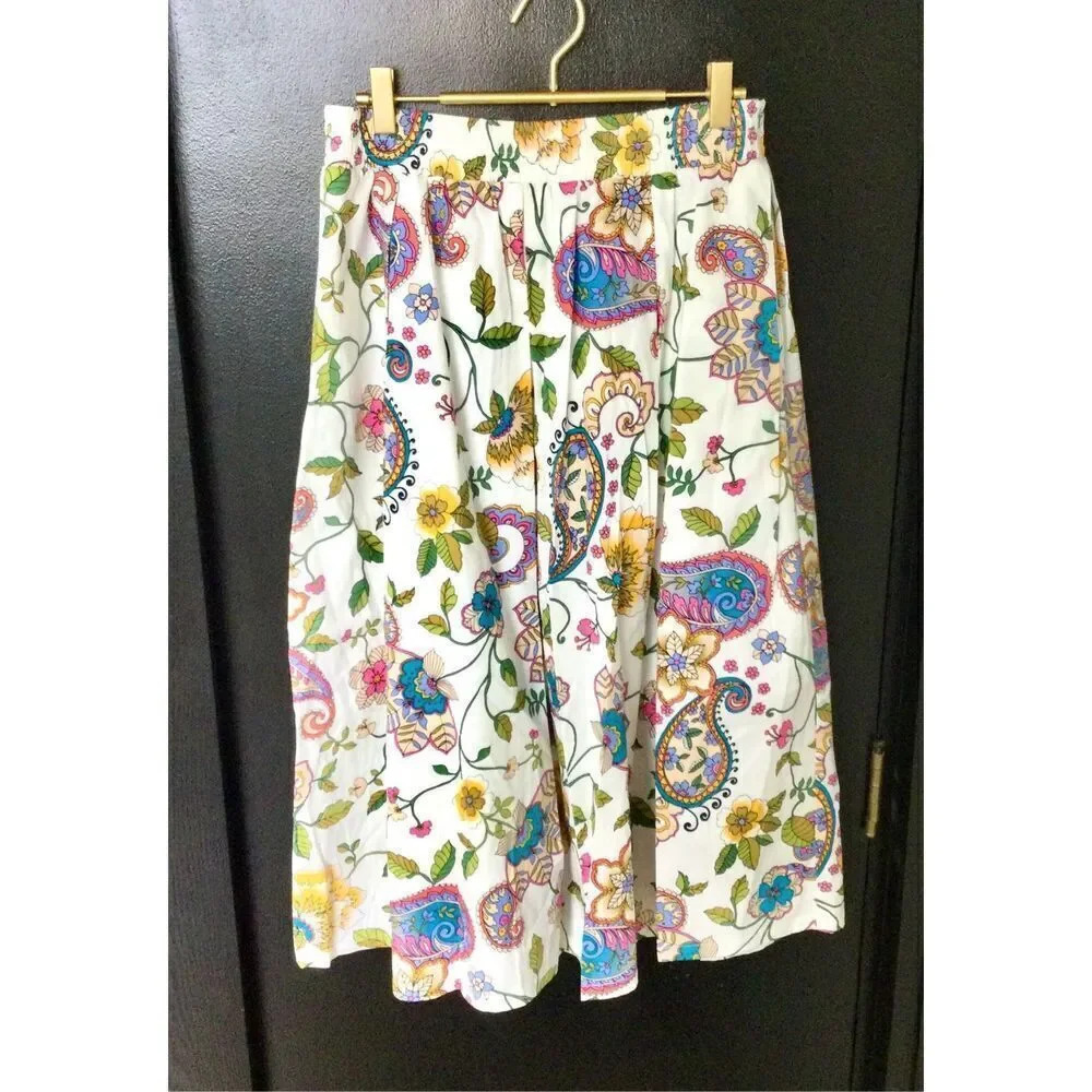 A.N.A A New Approach Womens Multicolor Floral Print Pleated Skirt Size 6
